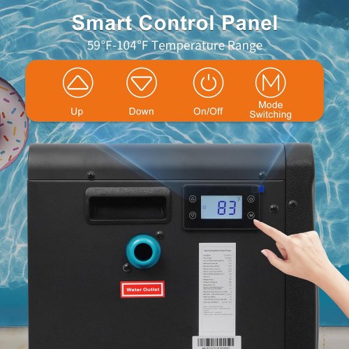 DOEL MINI SWIMMING POOL HEAT PUMP FOR ABOVE GROUND POOLS - 16.5" - 17100BTU - BLACK (MODEL: YC-005TB1) image 2