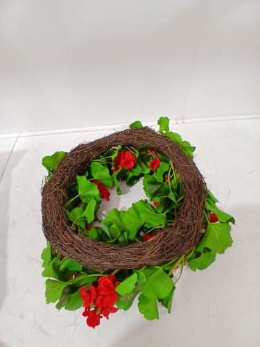 Arborus Hydrangea Wreath for Front Door Colorful Artificial Spring Wreaths - 19.6'' - RED/green (model: ca-ar-aw_0159) image 4
