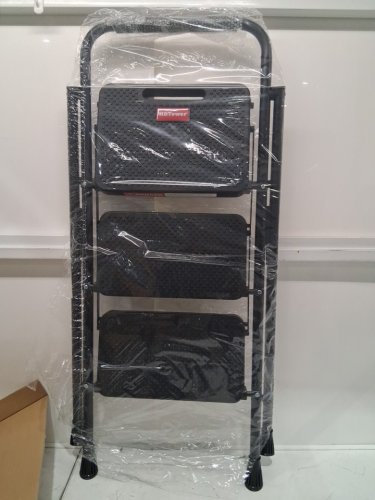hbtower 3-step lightweight anti-slip portable step ladder - 500lbs max - black (Model: ZL0203) image 3