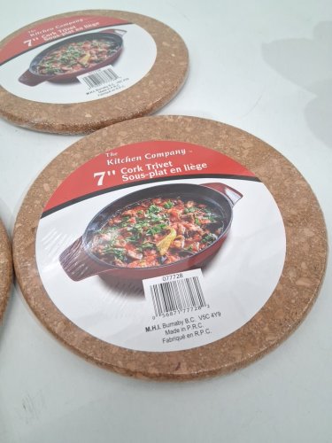 4 the kitchen company cork trivets for hot dishes and pots - 7" - brown (model: 077728) image 3