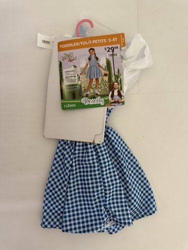 3PC TODDLER RUBIES WIDARD OF OZ DOROTHY COSTUME - 3-4T - BLUE AND WHITE image 3
