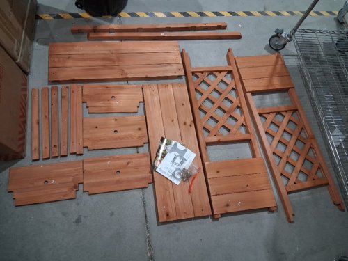 Wooden Raised Garden Bed Elevated Planter Box with Trellis and Hanging Roof - 33" x 45" x 15" - orange (model:gt4329or) image 4