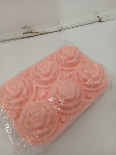 2pk silicone large sphere rose ice cube mold - makes 6 each - pink / white image 3