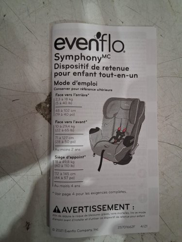 Evenflo SYMPHONY DLX ALL-IN-ONE CONVERTIBLE CAR SEAT WITH EASY CLICK INSTALL - Ashland Grey (MODEL: 34612173C) image 7