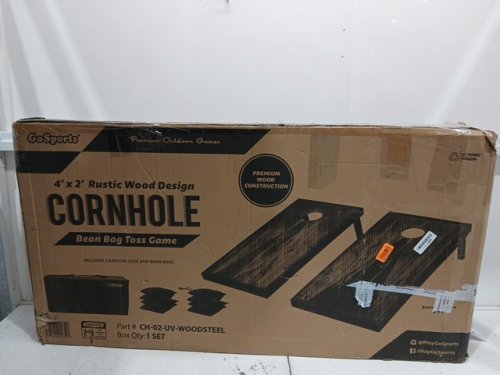 GoSports Cornhole Bean Bag Toss Game Set with 8 bean bags - blue/red/rustic wood (model: ‎CH-02-UV-woodSTEEL) image 2