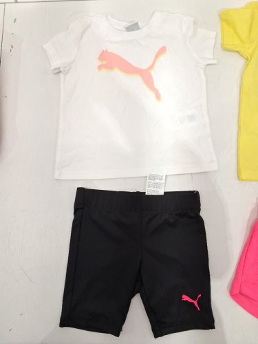 4 assorted girl's puma clothes - 2 SHIRTS,  2 SHORTS - xxs (2/3) - white/yellow/pink/black image 3
