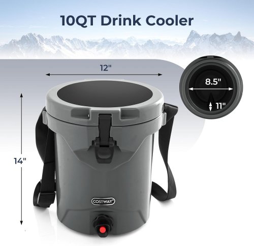 costway portable insulated drink cooler/dispenser - 2.5GAL - grey - (model: gp11739gr) image 3