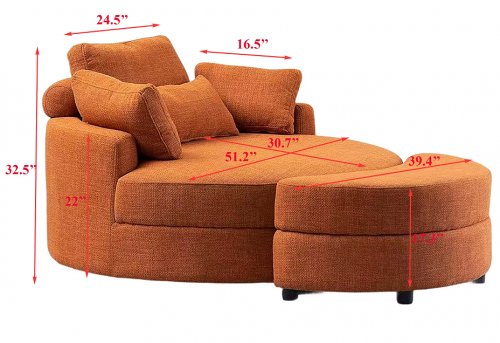 UPHOLSTERED BARREL CHAIR WITH OTTOMAN - ORANGE (MODEL: LJXY25-2208) image 2