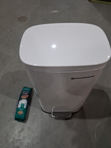 SONGMICS TRASH CAN WITH LID STAINLESS STEEL SMALL WASTE BIN - 8 GALLON - WHITE (MODEL: LTB102W01) image 5