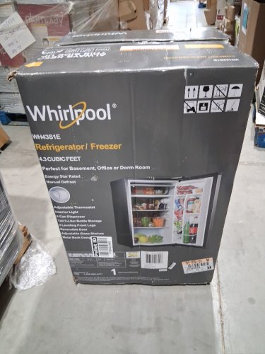 whirlpool mini refrigerator with reversible door - freezer compartment - 4.3cu.ft stainless steel and black (model:wh43s1e) image 2