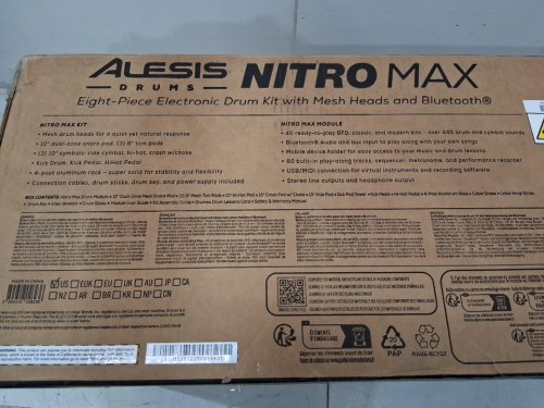 8pc Alesis Nitro Bluetooth MAX Drum Kit with Quiet Mesh Pads - BLACK (MODEL: NITROMAXKITXUS) image 29