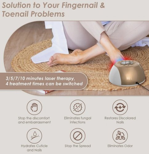 NAIL CLEANING LASER DEVICE for anti fungal infection WITH DIGITAL DISPLAY for professional use - WHITE/GOLD (Model: KJWGG20241101-US-Y) image 3