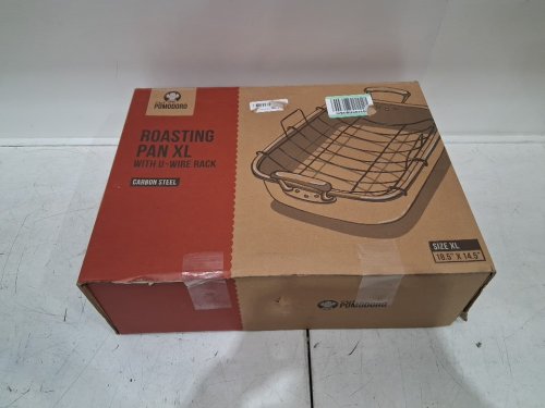 Chef Pomodoro Deluxe X-Large Carbon Steel Roasting Pan with U-Rack, 18.5'' x 14.5'' image 2