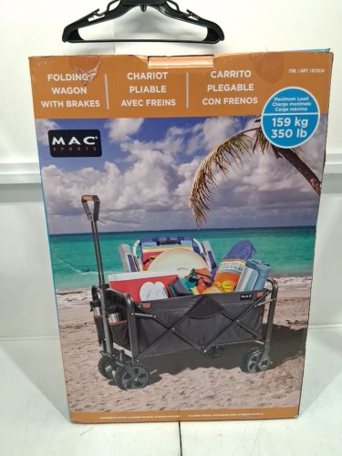 MAC SPORTS FOLDING WAGON WITH BRAKES AND POCKETS - 8.6" X 21.7" X 25" - 350LBS CAP - BLACK (MODEL: 1872234) image 2
