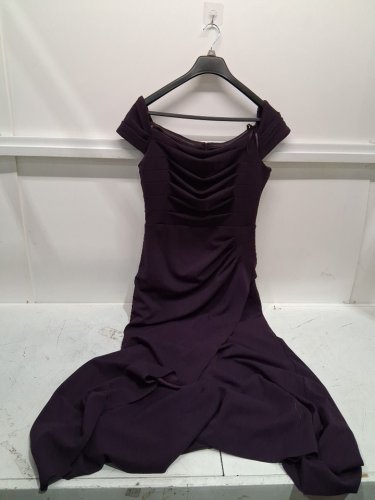 women's xscape off the shoulder with pleated bodice - size 14 - mulberry/purple (style : 6370XA) image 3