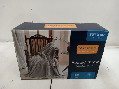 TEXCITING ELECTRIC HEATED WAFFLE THROW BLANKET WITH 6 HEAT SETTINGS AND AUTO-OFF - 50" X 60" - GREY image 2