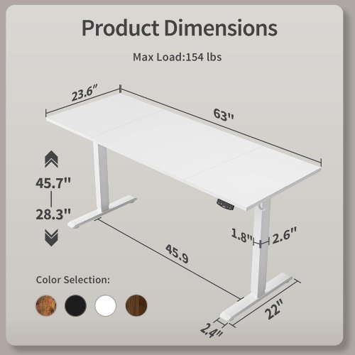agilestic electric adjustable standing desk - 63" x 24" - white - (model: dso) image 2