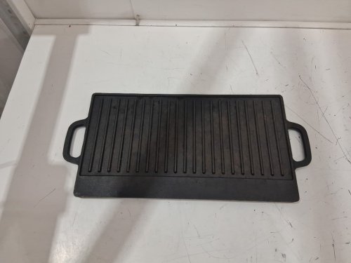 overmont double-sided reversible cast iron griddle pre-seasoned skillet with handles - 17" x 9" - black image 4