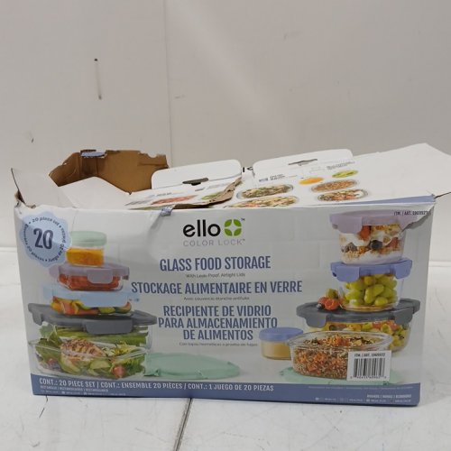 20PC ELLO COLOR LOCK MIXED MEAL PREP GLASS FOOD STORAGE CONTAINERS - ASSORTED COLORS (MODEL: 1969922) image 2