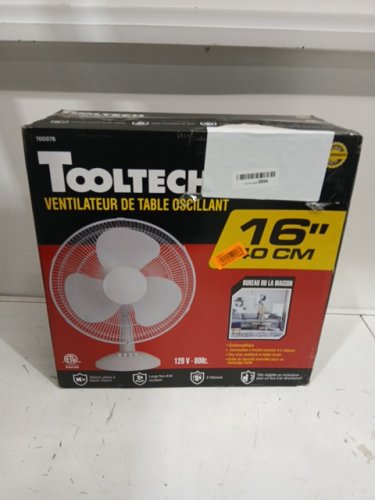 Tooltech 3-Speed Indoor Oscillation Desk Fan Article - 16" - White (MODEL: 100076) image 2