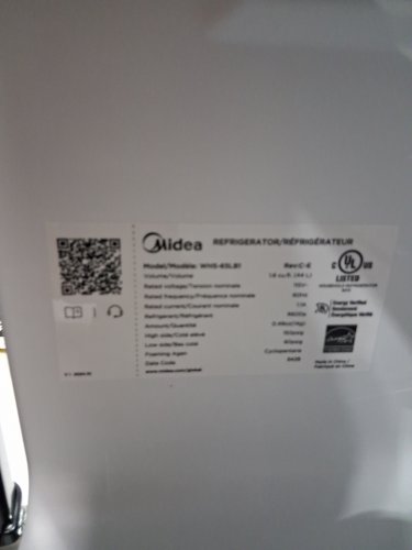 MIDEA COMPACT SINGLE-DOOR MINI REFRIGERATOR - BLACK (MODEL: WHS-65LB1) image 3