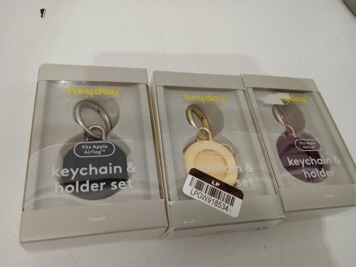 3 Assorted Heyday Airtag Holder and Keychain - Mist Yellow / Dark Cherry / Black image 2
