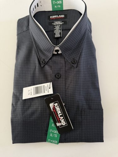 MEN'S KIRKLAND SIGNATURE TAILORED FIT DRESS SHIRT - EXTRA LARGE 17 (34/35) - BLACK PATTERN PATTERN (STYLE: 3918218) image 2