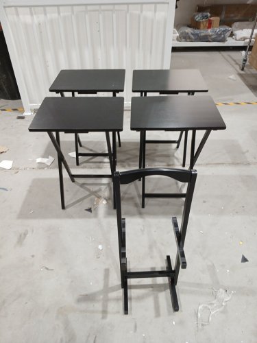 4PK Amazon Basics Portable TV Dinner Rectangular Folding Tray Table with Storage Rack - 26" - black image 3