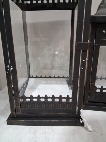3PC jhy design vintage decorative candle lanterns - black with gold brush (model: jhy4181-b) image 4