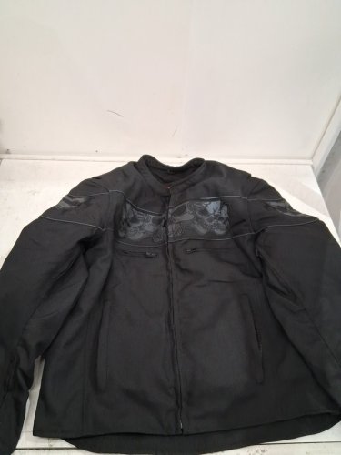 mens Milwaukee Leather Padded Textile Motorcycle Jacket with Reflective Skulls - large - black - (style:MPM1730) image 3