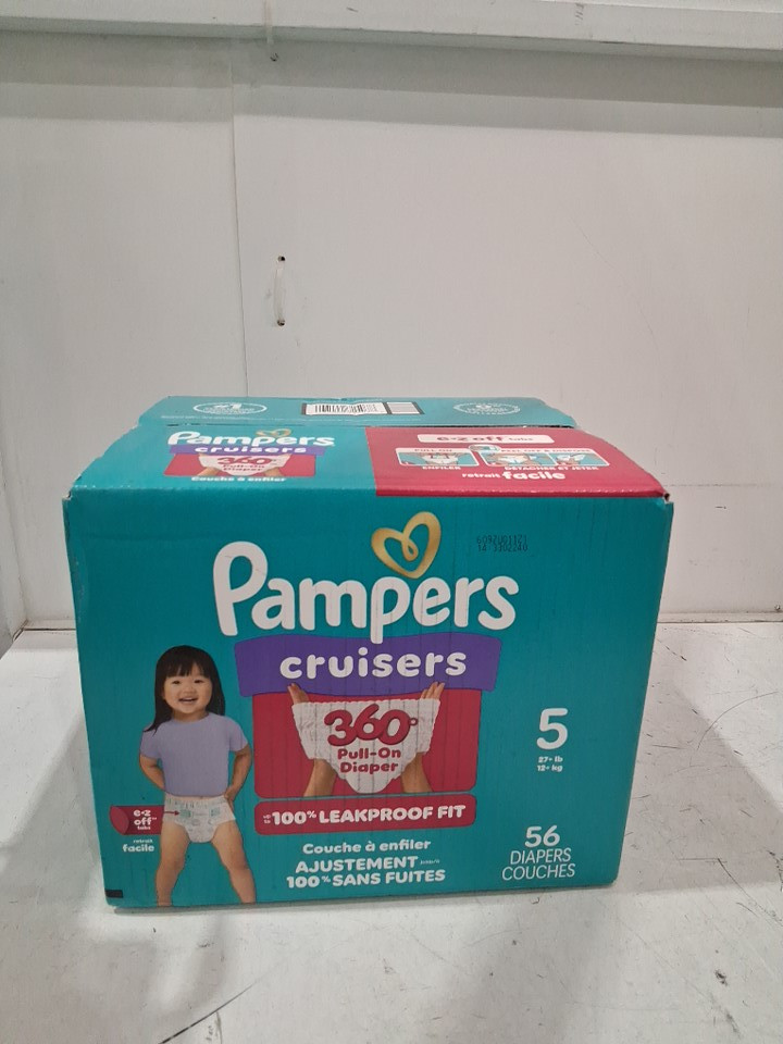 56PK PAMPERS CRUISERS 360° FIT DISPOSABLE TAPE-FREE DIAPERS - SIZE 5 (27+LBS) image 2