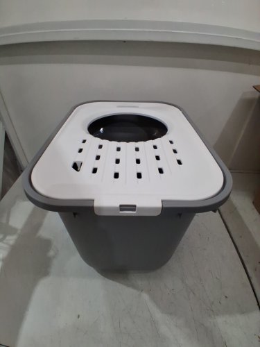 IRIS USA large Square Top Entry Cat Litter Box - 20.5" x 14.75" x 14.5" - grey/white - (Model: 589655) image 2