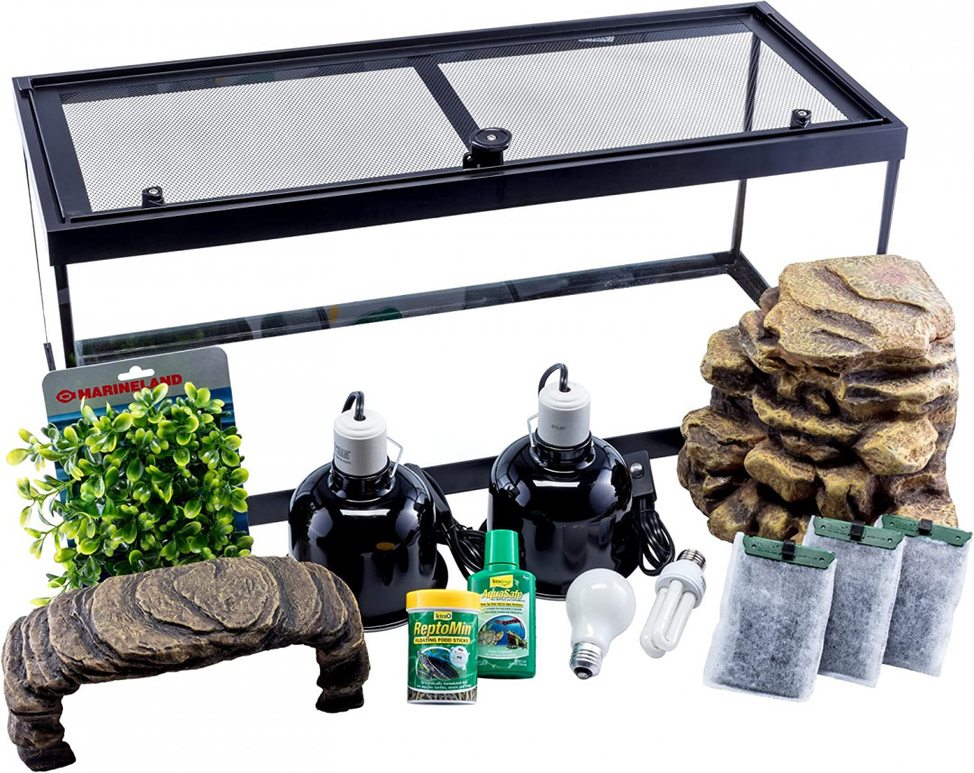 TETRA DELUXE AQUATIC TURTLE KIT WITH FILTER AND HEATING LAMPS - 20 GAL (MODEL: NV33230) image 2