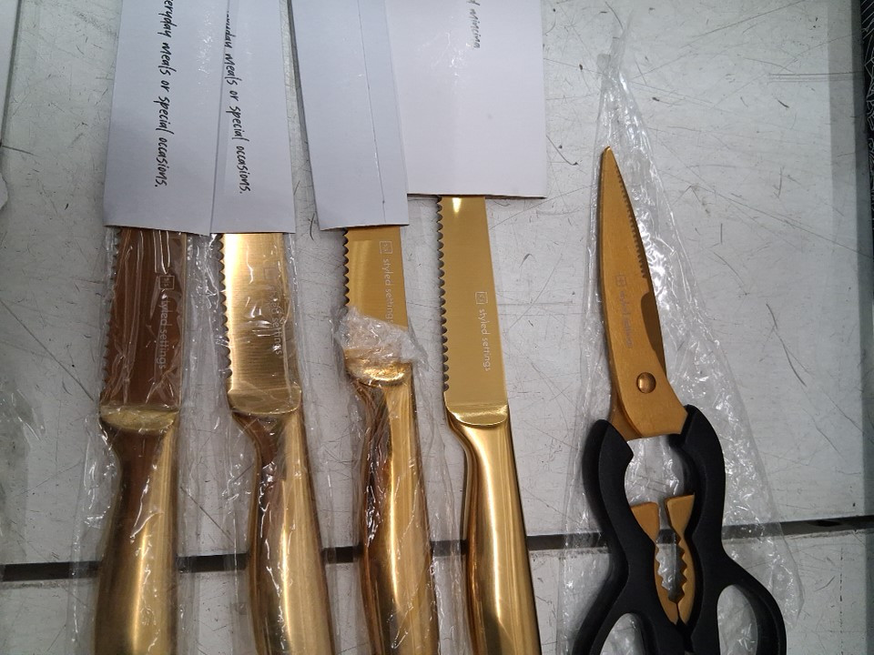 9pc thyme & table knife block set - gold (mode : tt0976r-thy) image 6