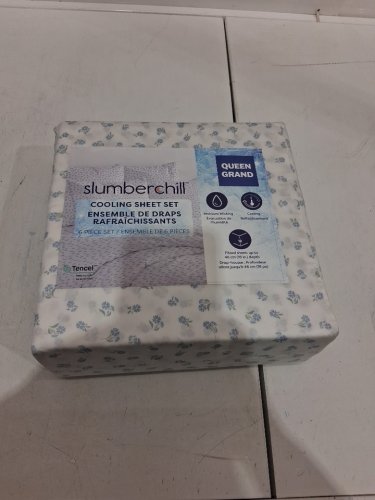 6PC SLUMBER CHILL COOLING BED SHEET SET - QUEEN- WHITE/BLUE FLORAL (MODEL: 1796335) image 2