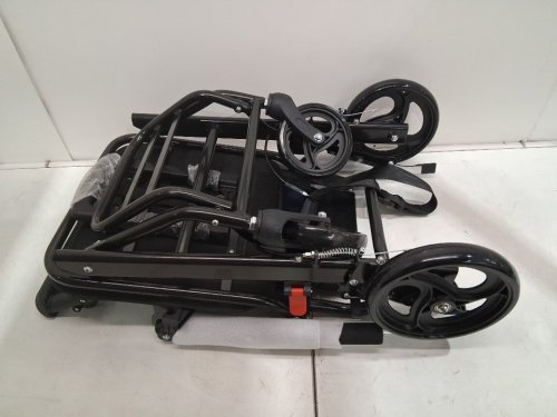 Foldable Aluminum Alloy Lightweight Wheelchair with Flip-Back Arms and Self-locking Brake - 15.4" x 15.8" seat - 34.5" x 19.3" x 35.1" - black/blue (Model: FS800LBJF4) image 3