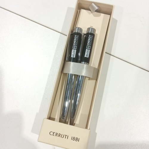 *custom* 2pc CERRUTI 1881 Pen Set with " Alco energy solutions" logo Fountain Pen & Ballpoint Pen/blue ink (Model: NS5550BP) image 4