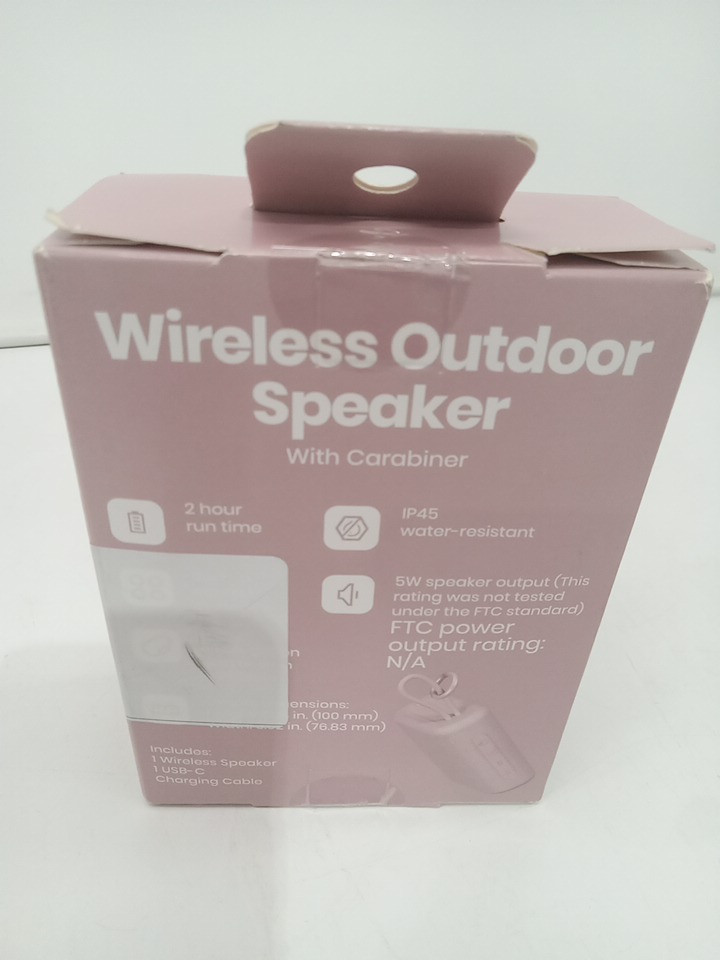gems WIRELESS OUTDOOR SPEAKER with carabiner and built in buttons - 2hr run time - SOFT PINK image 3
