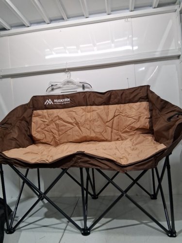 Huskfirm Double Oversized folding Camping Chair with Cup Holders – 2-Person Loveseat /650LBS max - brown image 3