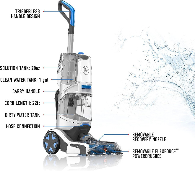 Hoover Smartwash Automatic Upright Carpet Cleaner - BLUE/white (MODEL: FH52001V) image 3