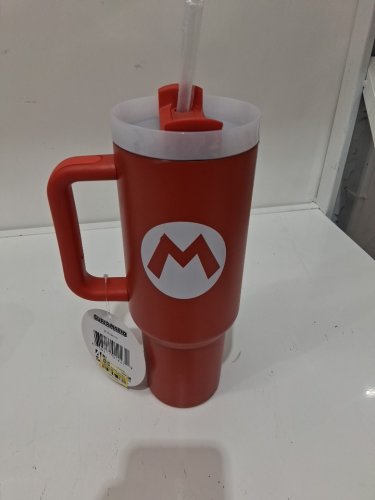 super mario insulated tumbler with straw - 40oz - red image 2