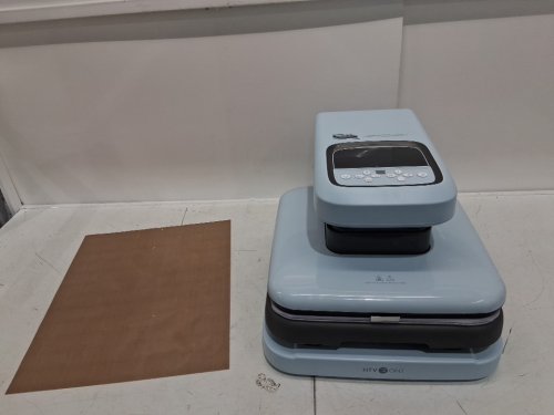 htvront auto heat press 2 - sublimation heat press machine for t shirts with adjustable pressure and fast, even heating - 15" x 15" - TEAL (model: HPA01) image 5