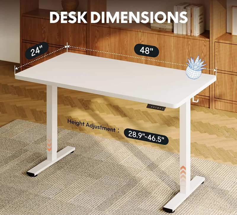 flexispot Electric Height Adjustable Desk - 48" x 24" - white (model: EN1W-48) image 2