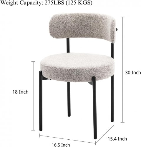 Boulce Dining Chair with Metal Legs - 275lbs cap - Grey (Model: M-15118-BL) image 2