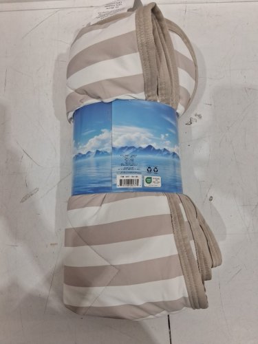 Below Zero reversible Cooling Throw Blanket - 60" x 70" - LIGHT BROWN BEIGE stripes/solid (model: 1991350) image 3
