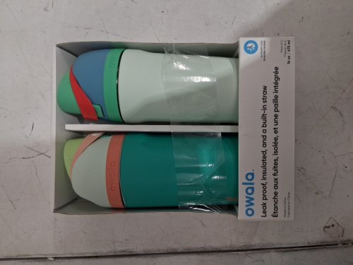 2pk Owala FreeSip Stainless Steel Water Bottles with straws - 16oz - blue/green (model: 2856617) image 2