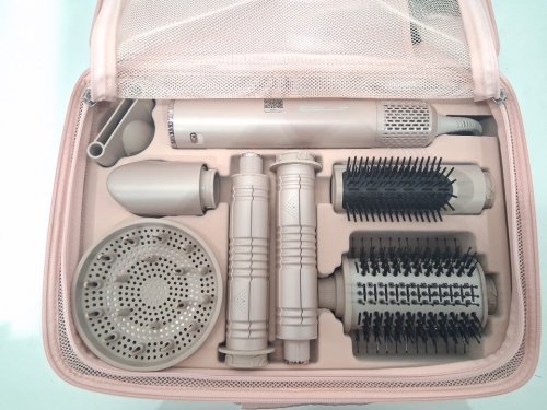 9PC 7magic high speed hair dryer brush WITH BAG and 6 in 1 styler - 110 volts - 1200 watts - Champagne Gold - (MODEL: TD-2301) image 3