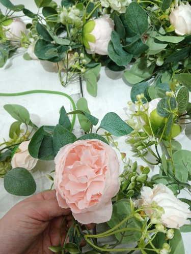 9pk Artificial Flowers Garland Spring Wall Hanging Plant - 6ft - green/pink image 4