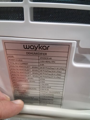 WAYKAR DIGITAL ENERGY STAR DEHUMIDIFIER - 5000SQ.FT COVERAGE - 1.4GAL TANK - WHITE (MODEL: JD025CE-80) image 5