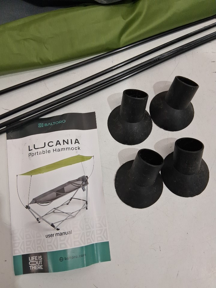 2-person Lucania Portable & Foldable Freestanding Hammock with Stand & Travel Bag - 290LBS MAX - green/grey image 3
